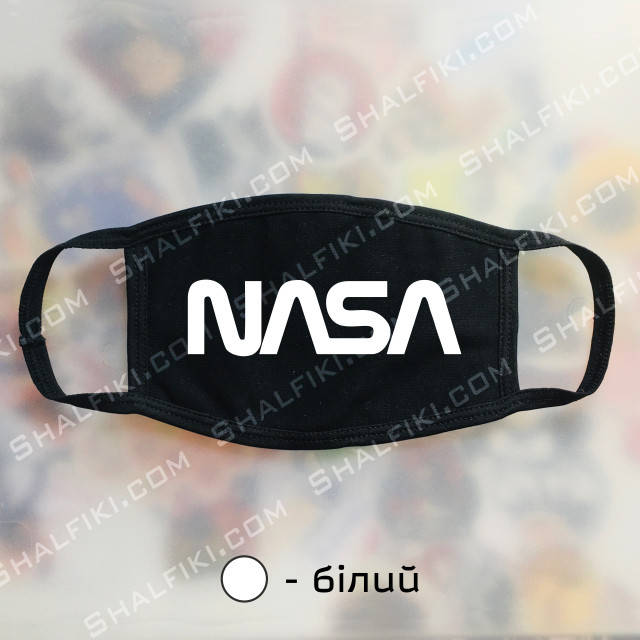 

"NASA / НАСА" черная защитная маска с принтом - белый, Черный