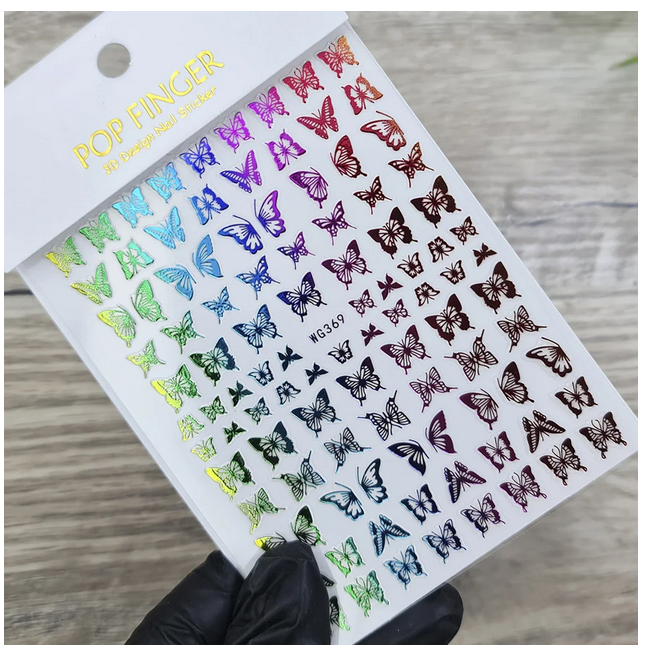 

Наклейки для дизайна ногтей бабочки wg №369 Nail Stikers, Золотистый