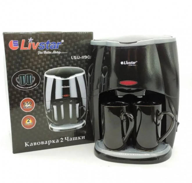 

Многофункциональная Кофеварка Livstar Германия 650вт + 2 Чашки 220в Кавоварка
