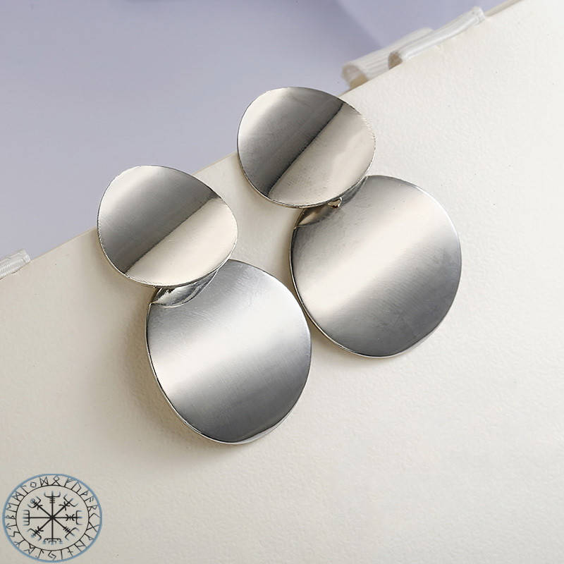 

Изысканные круглые серьги монетки серебристые сережки стильные металлические вечерние Длинные висячие