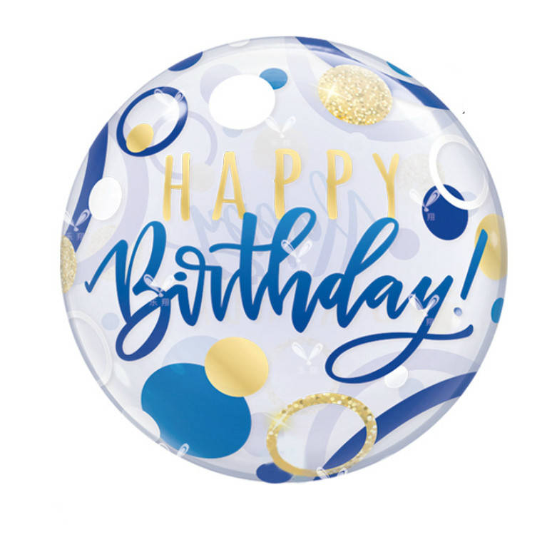 

Фольгированный шар Happy Birthday круглый 45см (18"), Синий
