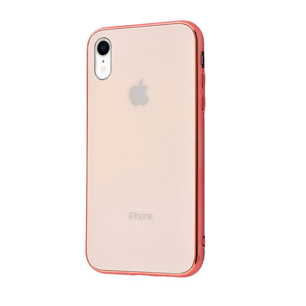 

Чехол стеклянный Glass case для IPhone Xr (02) Rose gold розовый