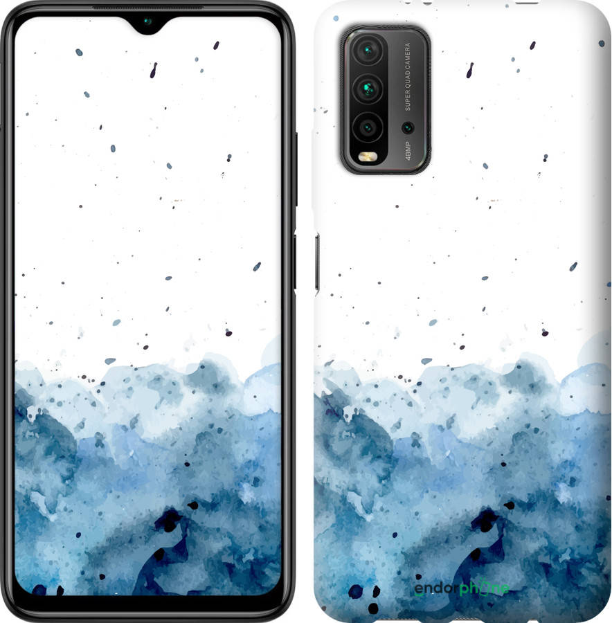

Чехол на Xiaomi Redmi 9T Синяя акварель арт Чехлы на Ксяоми Сяоми Редми 9Т накладка, Белый