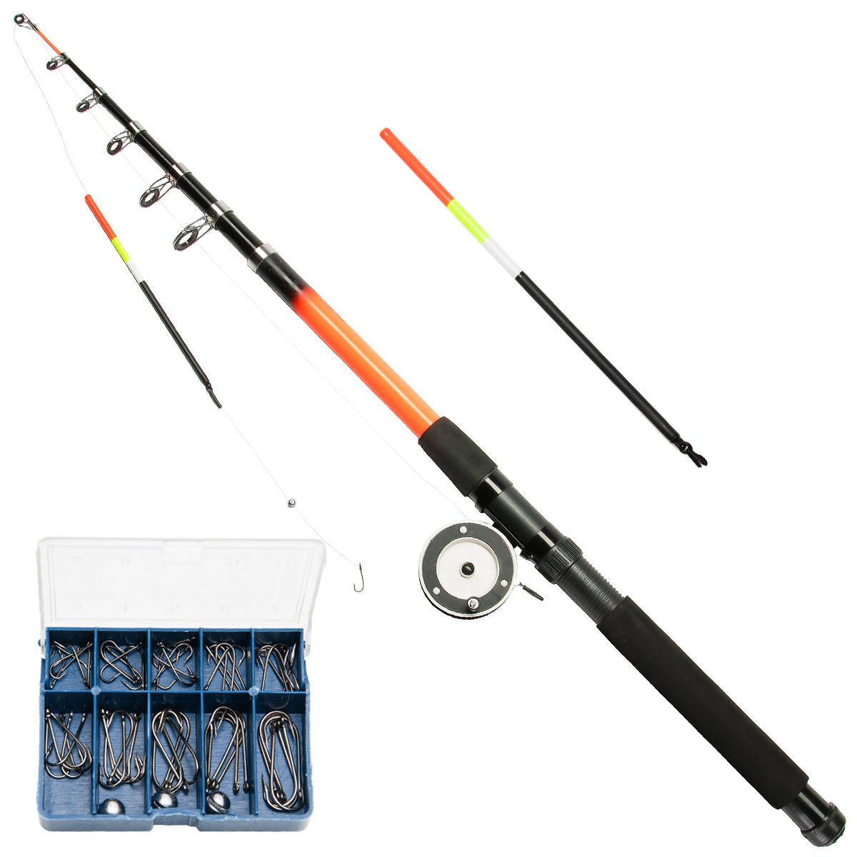 

Готовая удочка для начинающих рыбаков Winner 2,1 метра телескопическая набор крючков леска поплавки