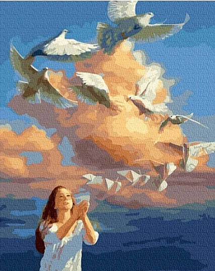 

Картина по номерам 40×50 Люди ,,Бумажный голубь", набор для рисования по цифрам, акриловая живопись, Никитошка