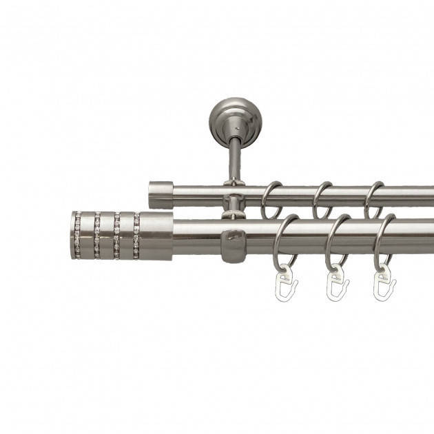 

Карниз для штор металлический 25/19мм Сталь блестящая Барамела 3.00м