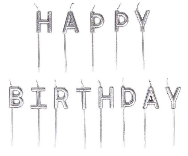 

Свечи буквы "HAPPY BIRTHDAY" серебро