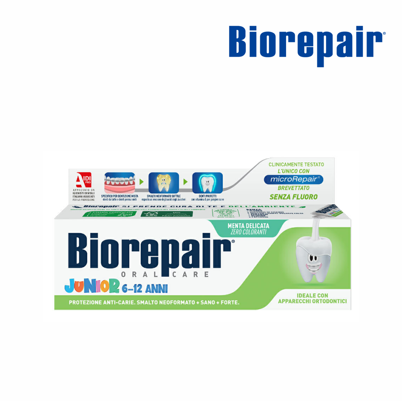 

Детская зубная паста BIOREPAIR Junior без фтора (6-12), 75 мл