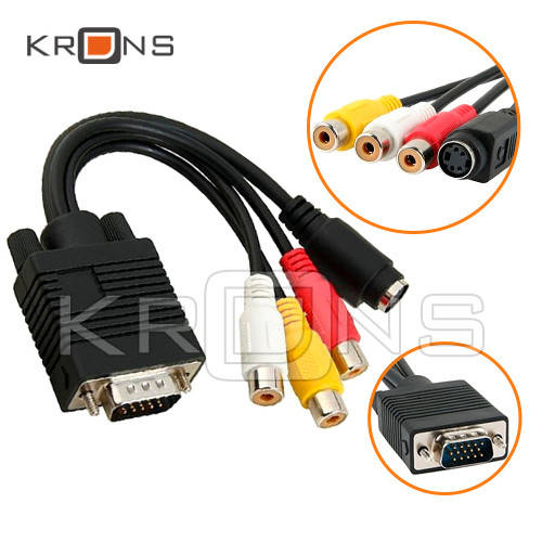 

Кабель переходник VGA на S-Video 3 RCA, Желтый