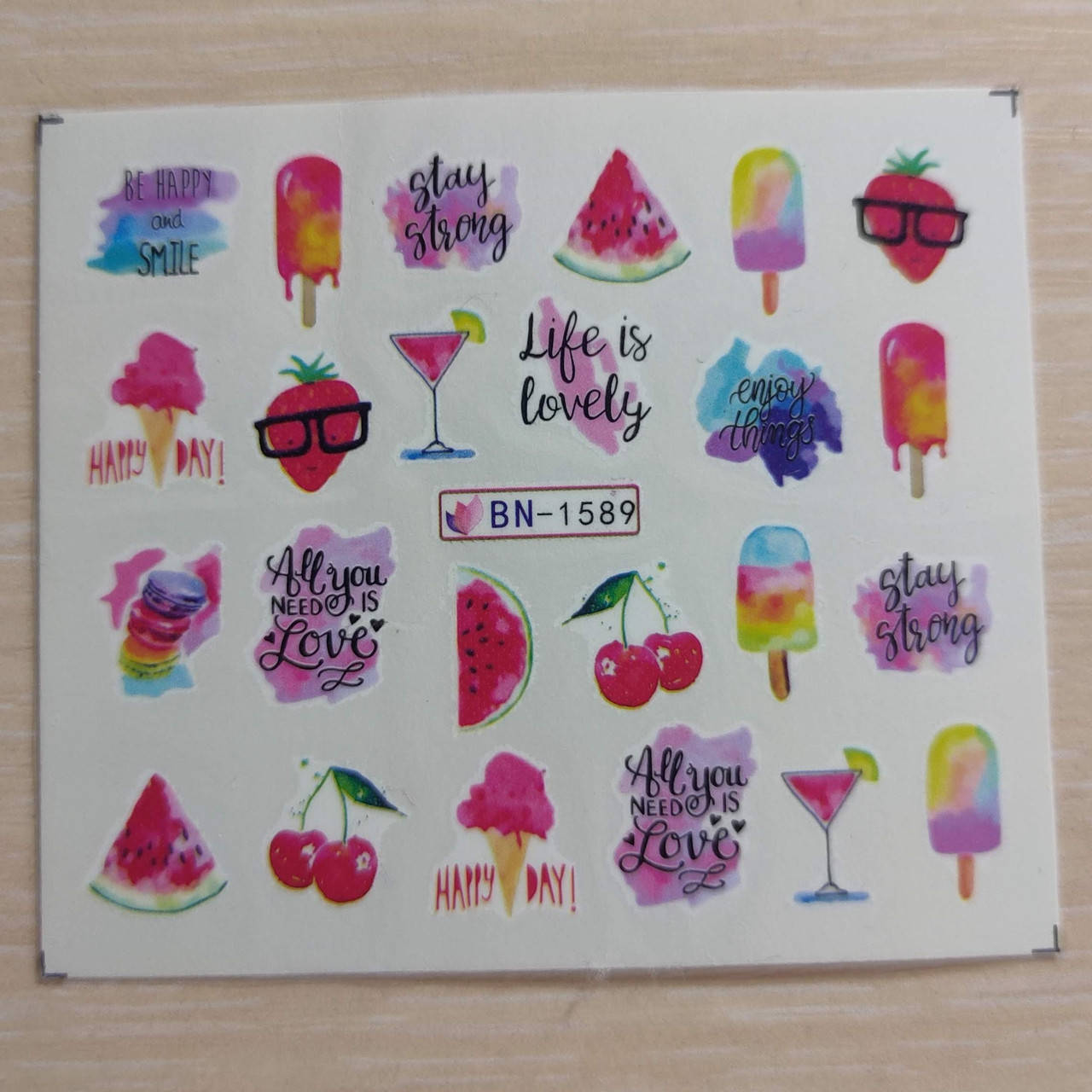 

Водные наклейки слайдеры Фрукты, Десертики 1589, Разные цвета