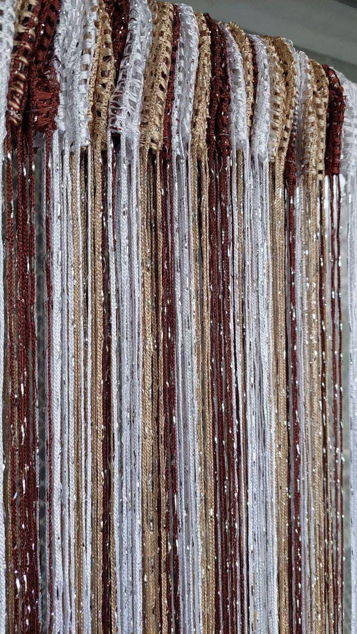 

Шторы нити кисея с люрексом радужные № 1-8-14 белый/шоколадный/золотой 3 м на 2.8 м более 50-ти расцветок, Коричневый