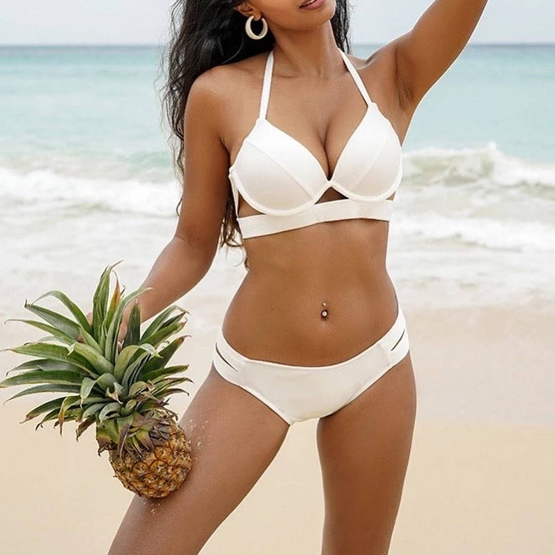 

Женский раздельный белый купальник S M L