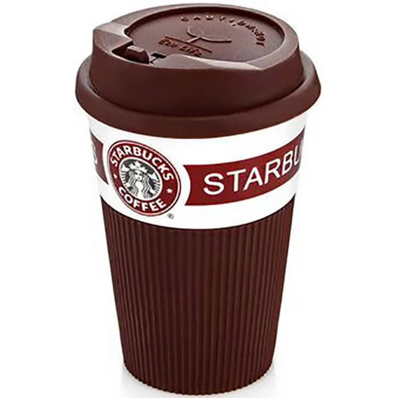 

Чашка Старбакс | 350мл | Ceramic Cup + крышка пищевой силикон, Белый