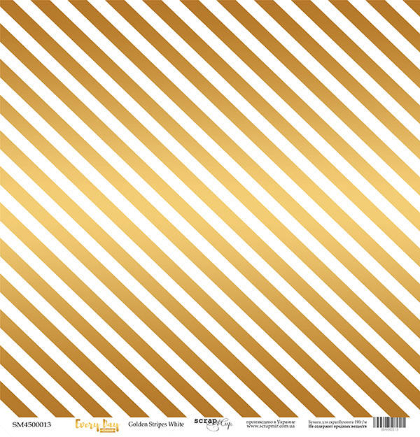 

Скрапбумага с золотым тиснением 30x30 Golden Stripes White от Scrapmir Every Day Gold
