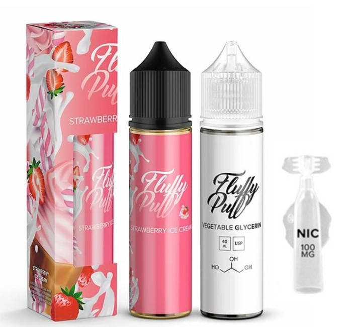 

Набор для самозамеса жидкости Fluffy Puff Strawberry Ice Cream 60 мл. 3 мг/мл