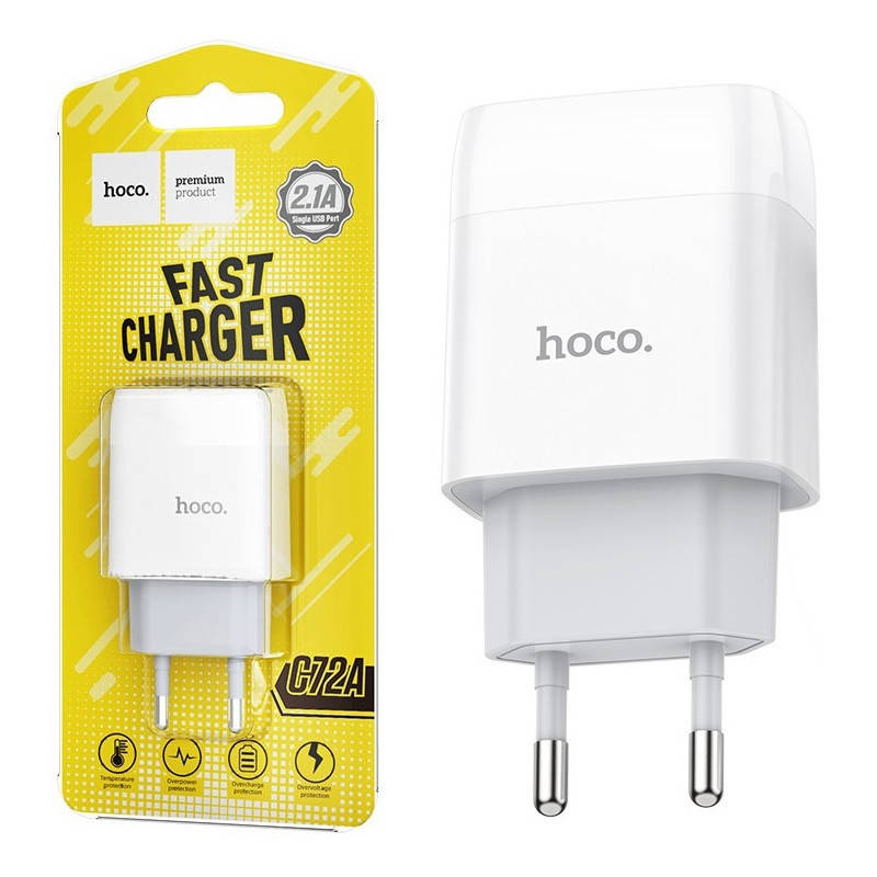 

Сетевое зарядное устройство Hoco C72A Glorious (1USB/2,1A) белый