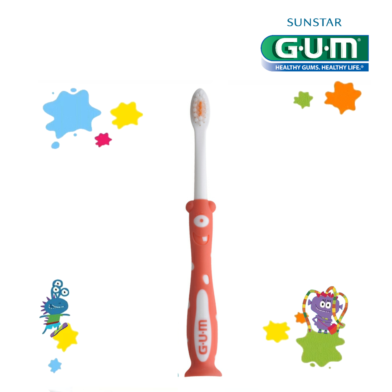 

Детская зубная щетка GUM KIDS MONSTER (3-6 лет) красная