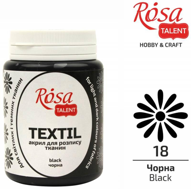 

Краска акриловая для ткани, Черная (18), 80 мл, ROSA TALENT, Черный