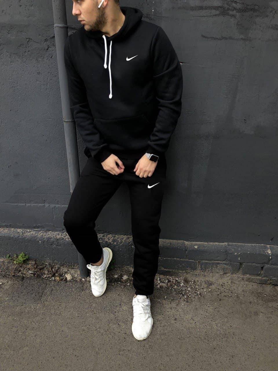 

Зимний Мужской спортивный костюм Nike черный (флис)