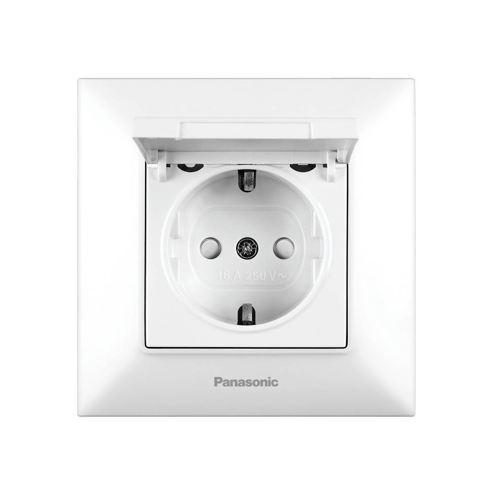 

Розетка с заземлением Panasonic Arkedia Slim 0210-2WH с крышкой белая