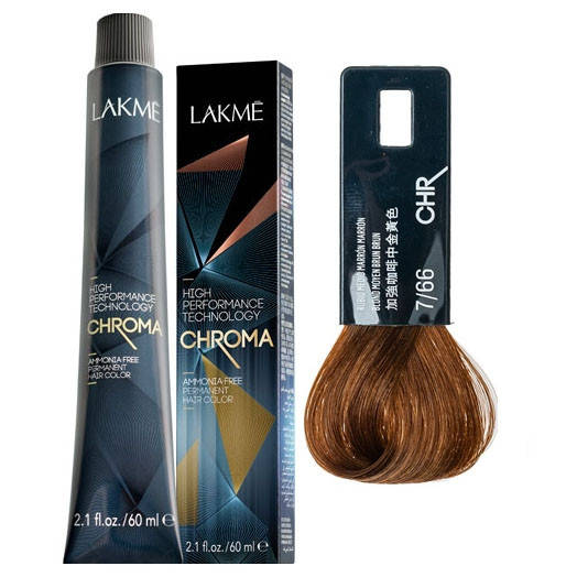 

Безаммиачная крем-краска для волос Lakme CHROMA 7/66 Средний блондин коричневый яркий