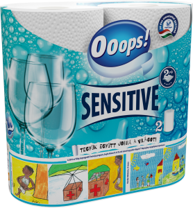 

Полотенца бумажные 2-хслойные Ooops! Sensitive 2шт 50 отрывов, Белый