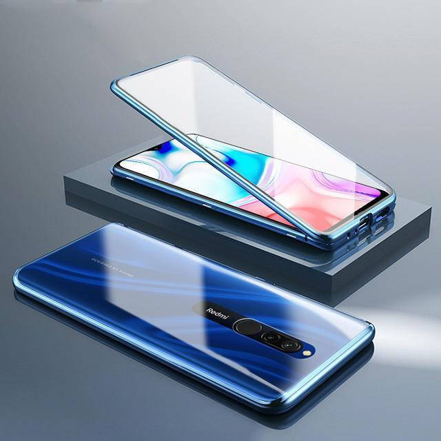 

Магнитный чехол с защитным стеклом для Xiaomi Redmi 8 / 8A цвет Синий
