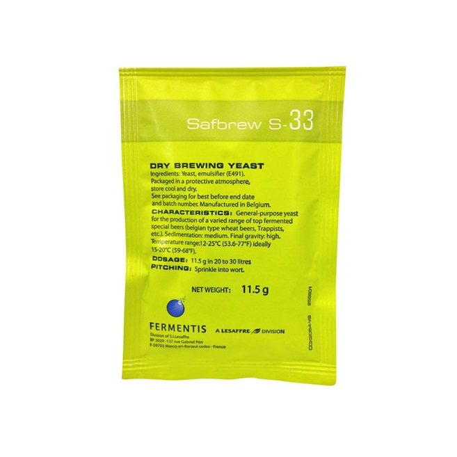 

Дрожжи Пивные Fermentis S-33, 11.5г