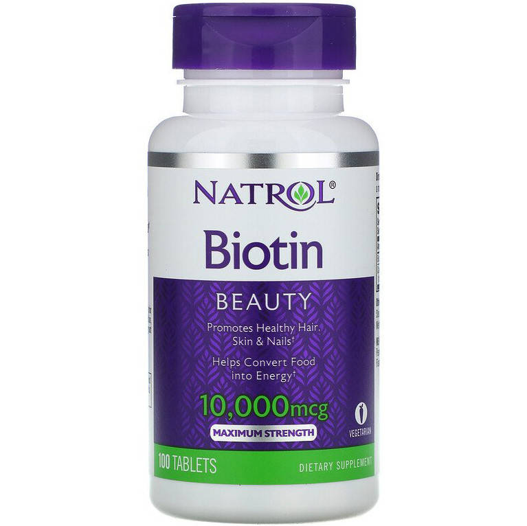 

Биотин максимум Natrol "Biotin" для волос, кожи и ногтей, 10000 мкг (100 таблеток)