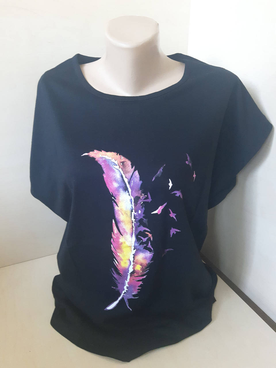 

Женская летняя 3Д футболка большие размеры р.54 56 58, Черный