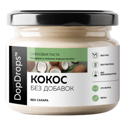 

Паста ореховая DopDrops™ Кокос (250 грамм)