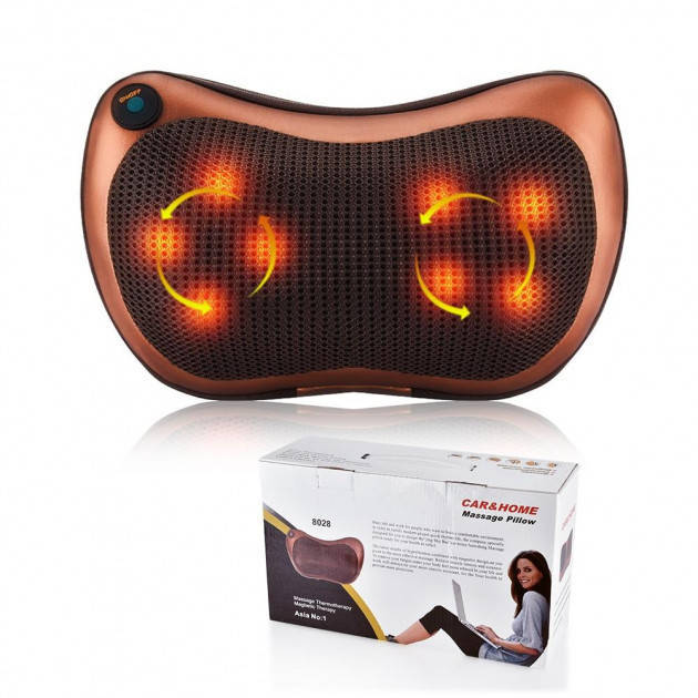 

Роликовая массажная подушка для спины и шеи головы массажер Massage pillow с подогревом для дома авто UKG