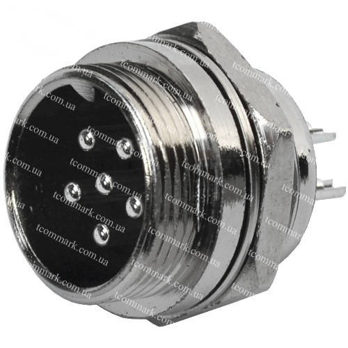 

Разъём MIC 336 mini, (штекер), монтажный, 6pin, диам.-12мм