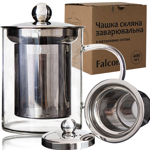 

Чашка-заварник скло 400мл "Falcon" з метал. ситом №201-7/S&T/(36)