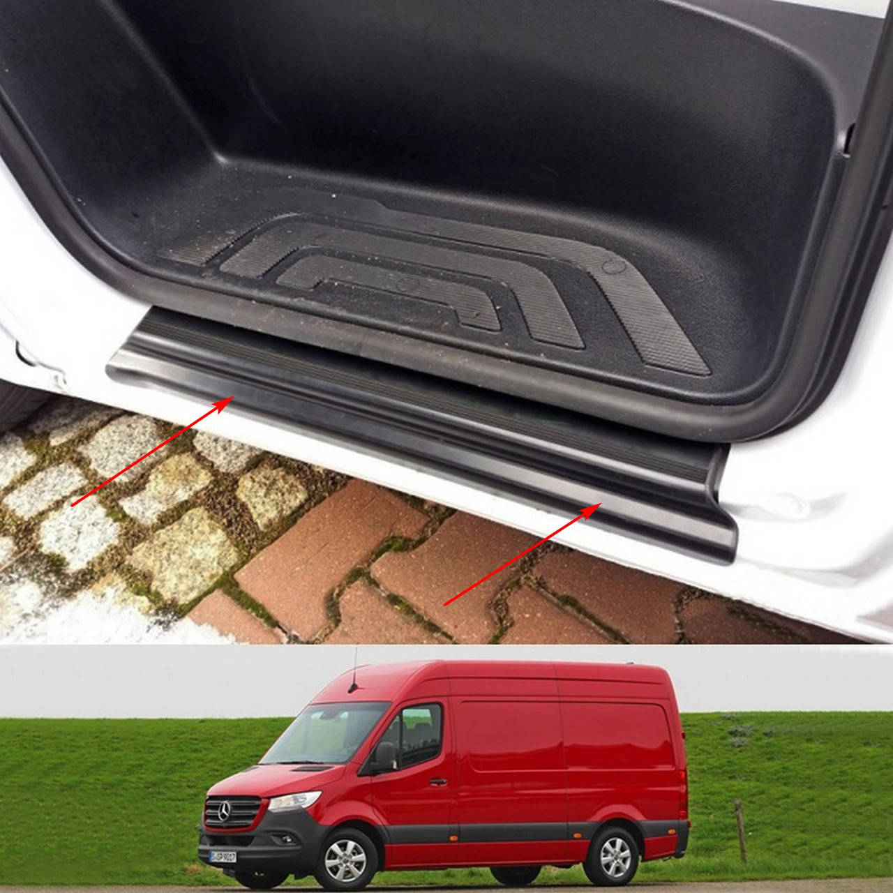 

Пластиковые защитные накладки на пороги для Mercedes-Benz Sprinter W907/W910 2018+