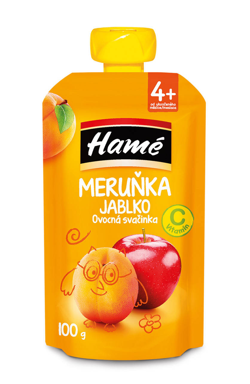 

Пюре (пауч) яблоко-абрикос 100г Hame с 4 мес.