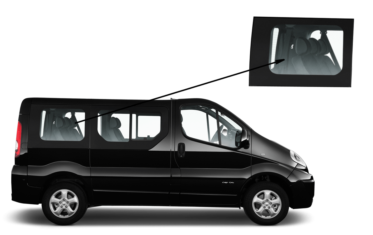 

Боковое стекло короткая база Renault Trafic 2001-2014 заднее правое