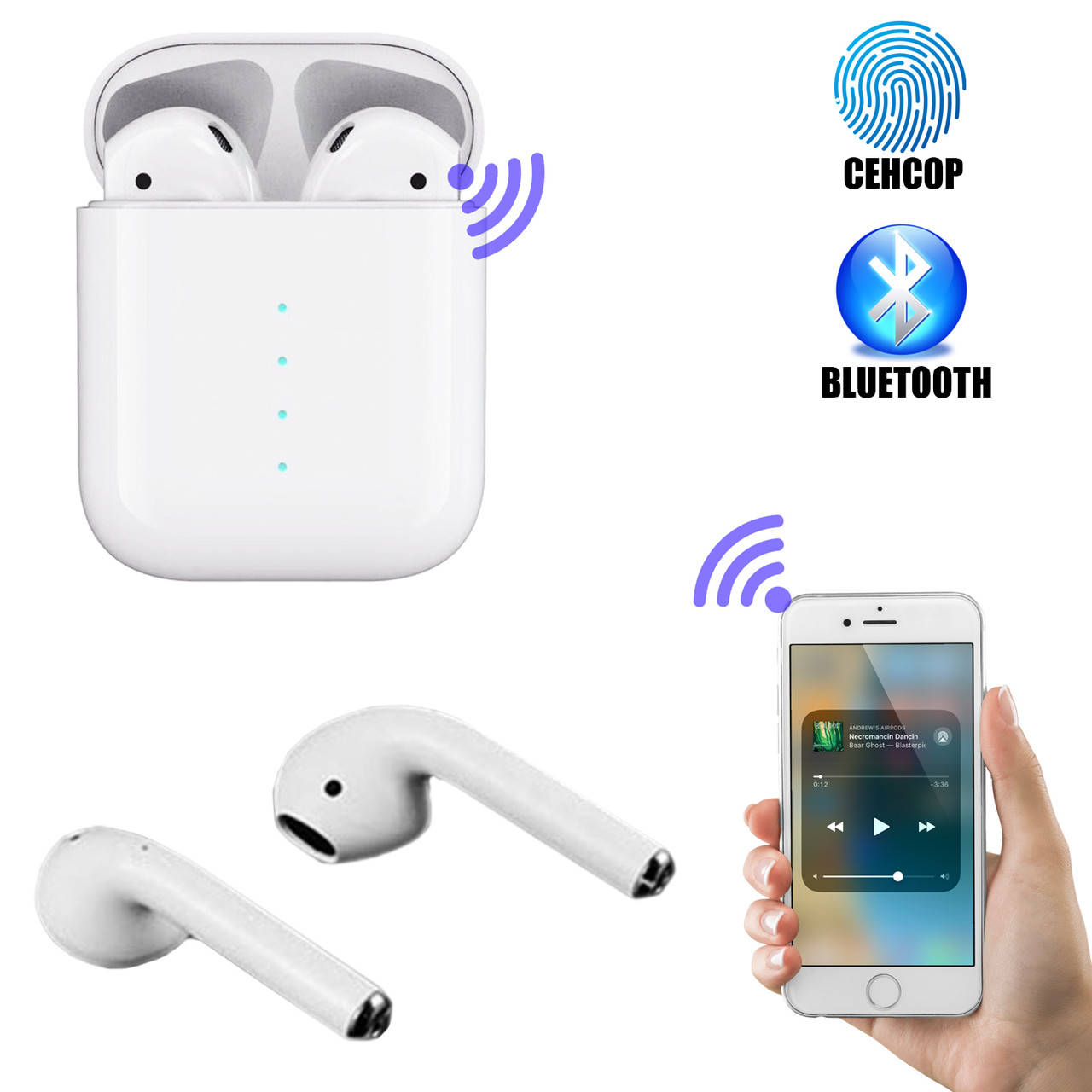 

Беспроводные сенсорные Bluetooth наушники HBQ i100 TWS 5.0 с функцией беспроводной зарядки Белые MND