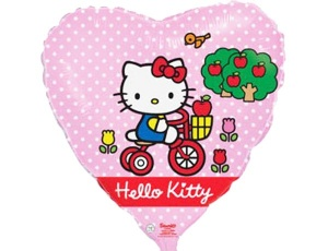 

Фольгированный шарик Flexmetal 18" Сердце Китти на велосипеде, Разные цвета