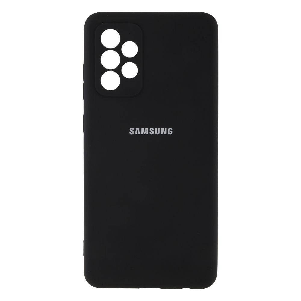

Чехол силиконовый с микрофиброй для Samsung A72 Самсунг А72 с логотипом Черный
