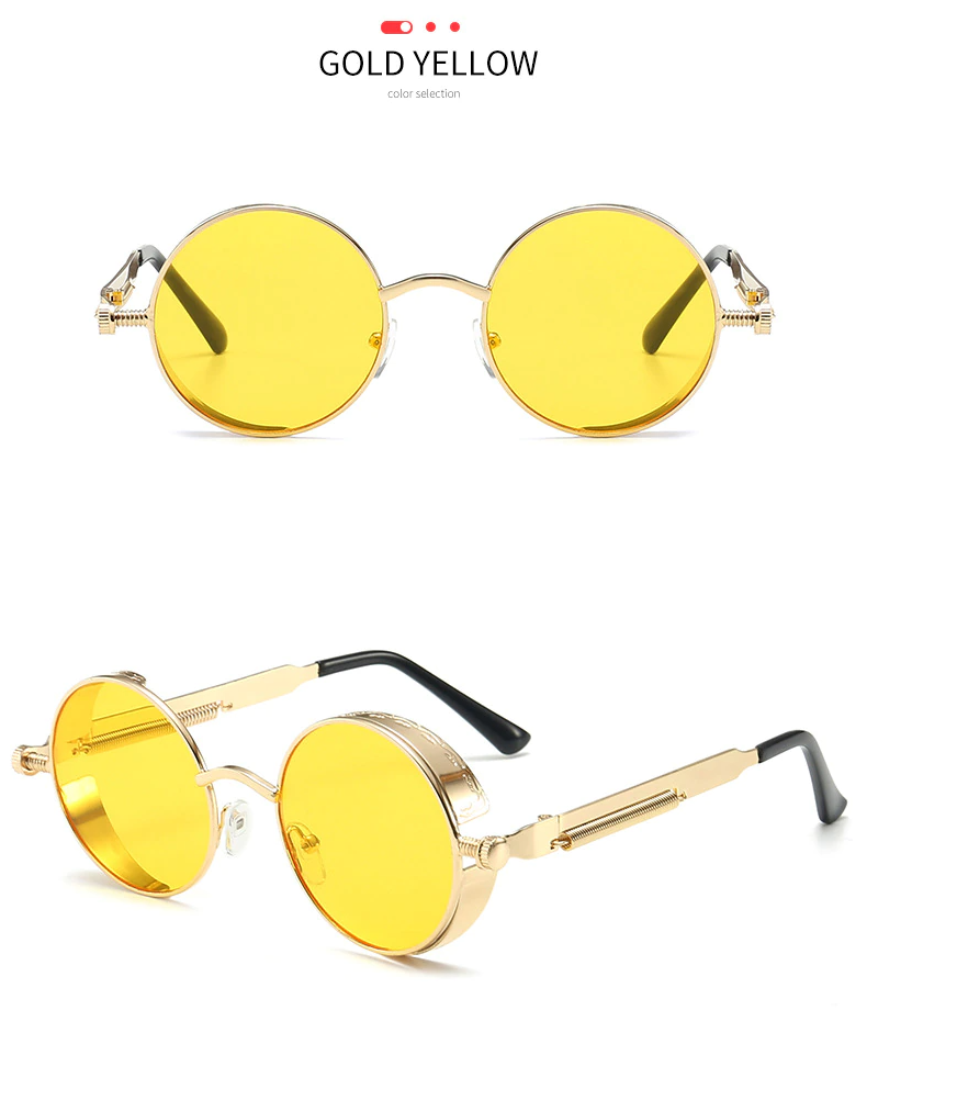 

Стимпанк очки круглые желтые в золотой оправе