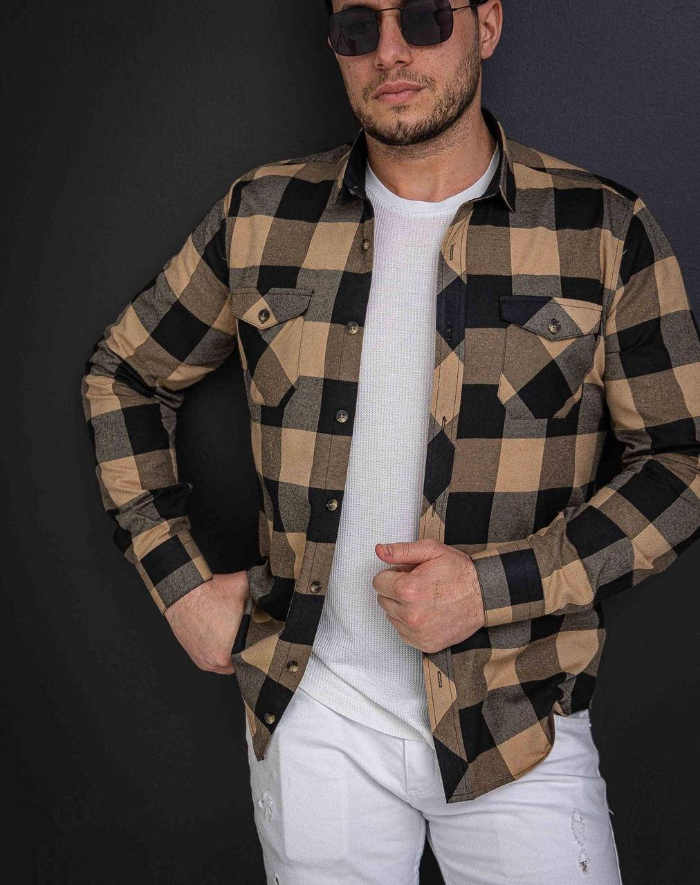 

Мужская утеплённая Рубашка 46, Бежевый