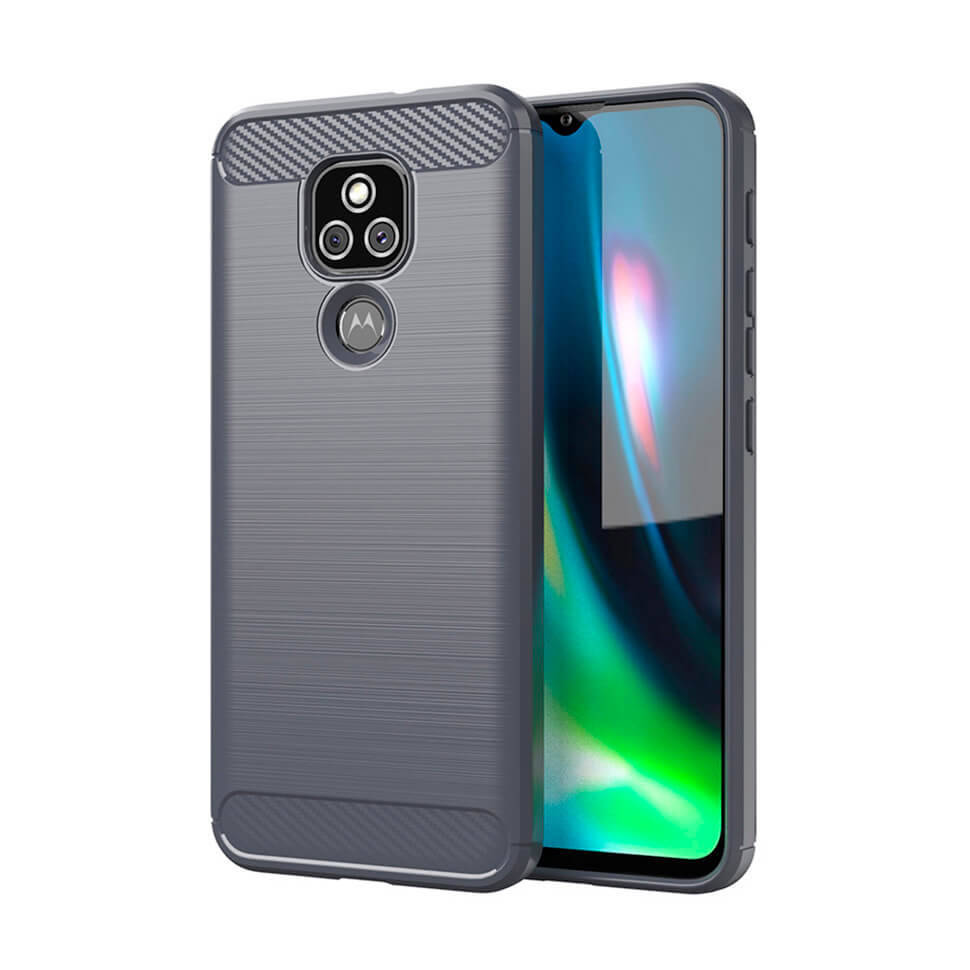 

Чехол Lenuo Carbon Fiber для Motorola E7 Plus Gray, Серый