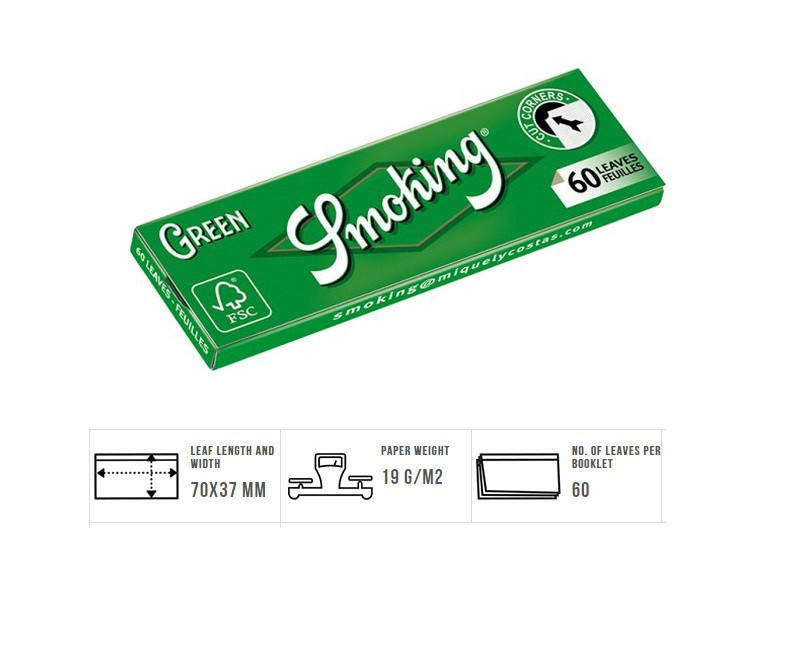 

Сигаретная бумага для самокруток Smoking Green, 70мм, Арт.1007