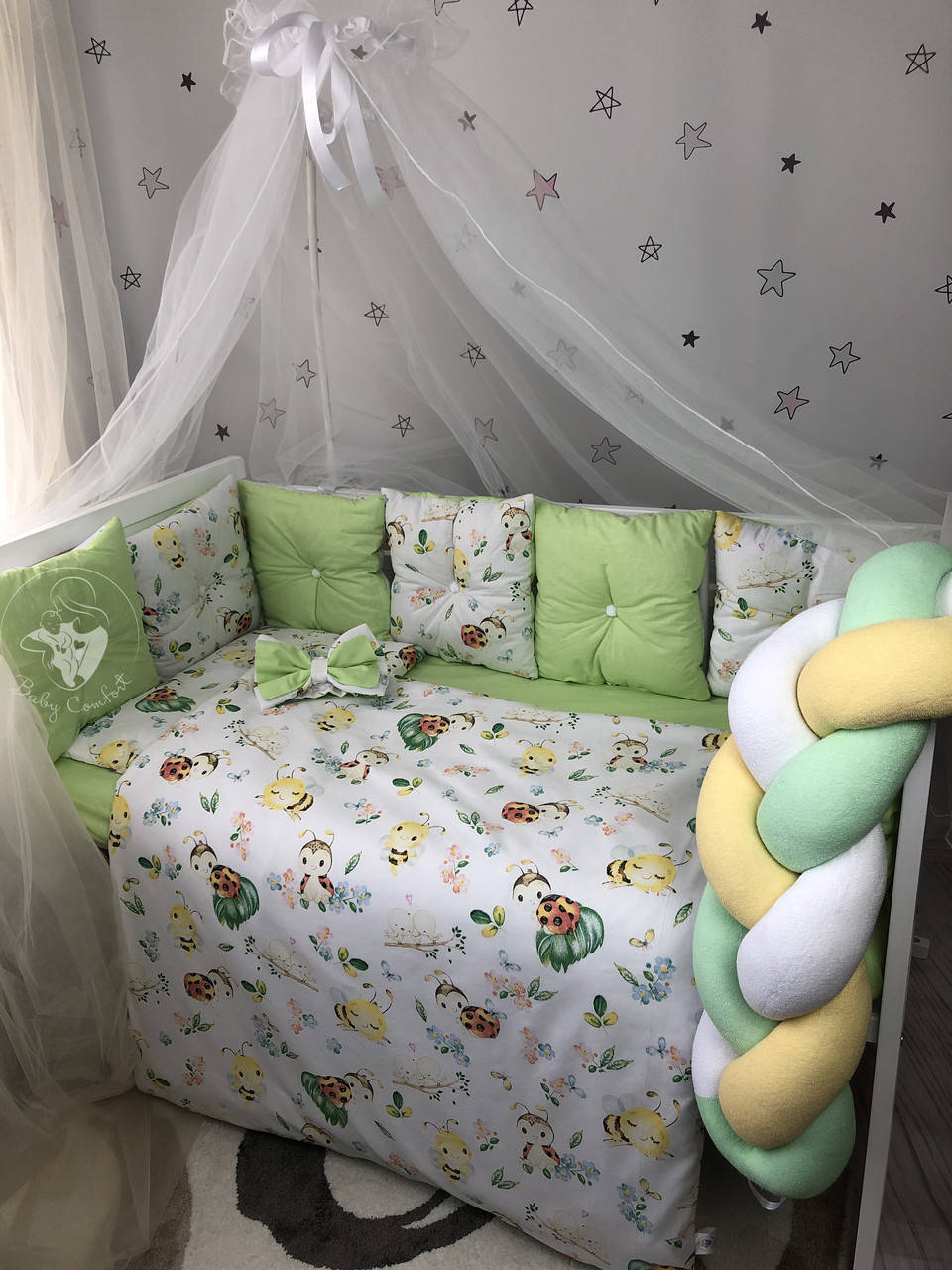 

Комплект постельного белья Baby Comfort Fluffy-3 Пчёлка 8 элементов, Салатовый