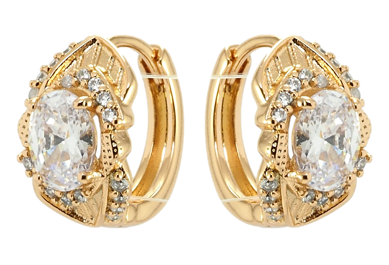 

Серьги Xuping Позолота 18K колечки "Декоративный орнамент с фианитом"