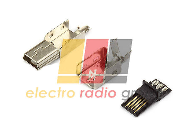 

Разъем USB штекер mini USB 5P-A, для кабеля (из 3-x деталей)