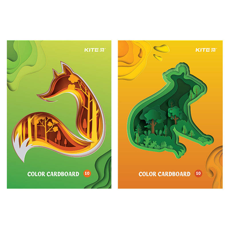 

Картон цветной одност. А5 (10 л/ 10 цв), скоба, Kite