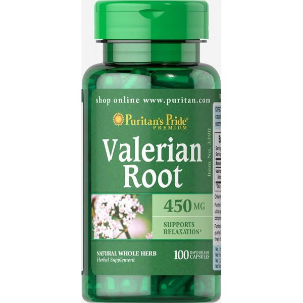 

Валериана корень, Valerian Root, Puritan's Pride, 450 мг, 100 капсул