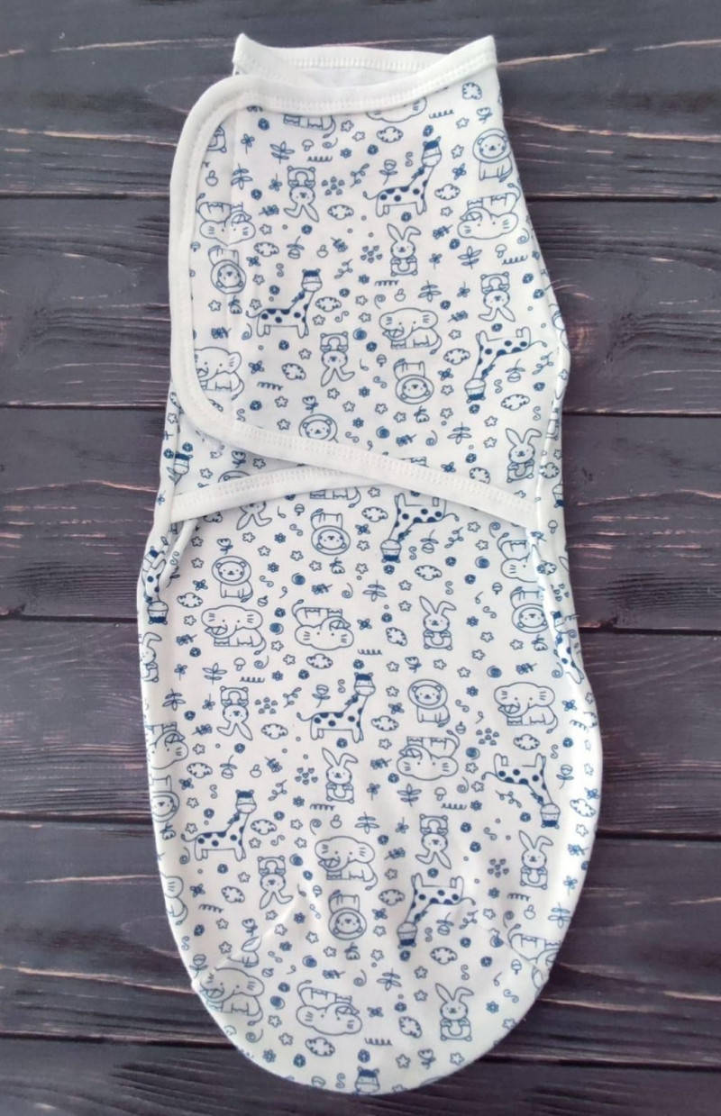 

Пеленка - кокон для новорожденных на липучке интерлок 0-3 мес., Голубой